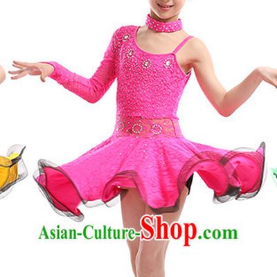School Modern Latin Dance Costumes Complete Set for Kids Girls