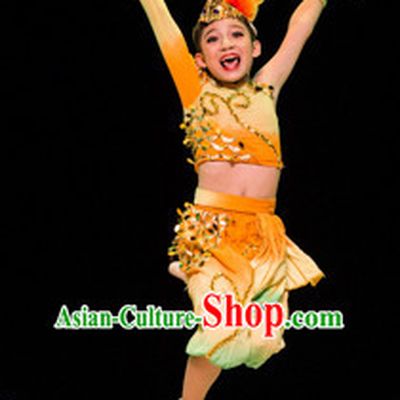Chinese Folk Dance Costumes Complete Set for Kids Girls