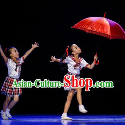 Chinese Primary School Students Dance Costumes Complete Set for Kids Girls