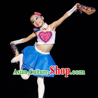 Chinese Primary School Students Dance Costumes Complete Set for Kids Girls