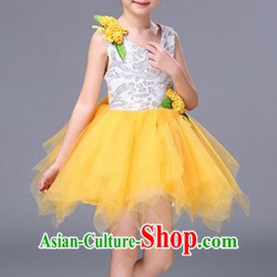 Chinese Primary School Students Dance Outfits Costumes Complete Set for Kids Girls
