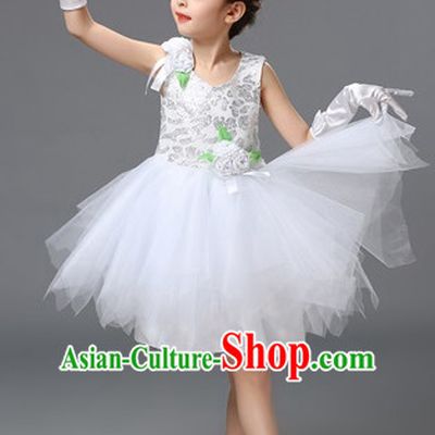 Chinese Primary School Students Dance Outfits Costumes Complete Set for Kids Girls