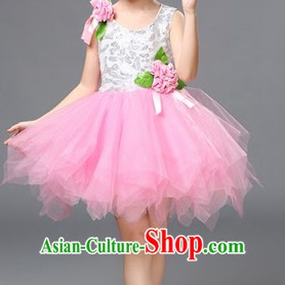 Chinese Primary School Students Dance Outfits Costumes Complete Set for Kids Girls
