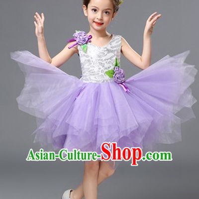 Chinese Primary School Students Dance Outfits Costumes Complete Set for Kids Girls