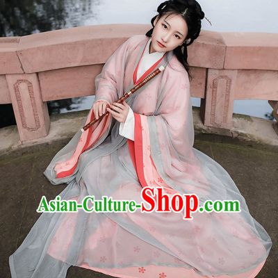 Traditional Asian Chinese Female Han Clothing Garment Hanfu Clothes Complete Set
