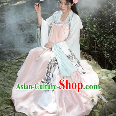 Traditional Asian Chinese Tang Dynasty Beauty Han Clothing Garment Hanfu Clothes Complete Set