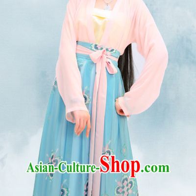 Top Chinese Han Dynasty Beauty Princess Hanfu Clothing Chinese Hanfu Costume Hanfu Dress Ancient Chinese Costumes and Hair Jewelry Complete Set for Women Girls Children