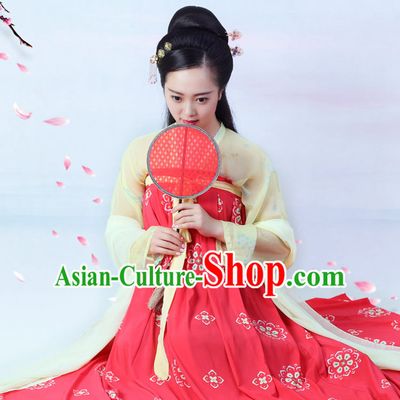 Top Chinese Tang Dynasty Princess Hanfu Clothing Chinese Hanfu Costume Hanfu Dress Ancient Chinese Costumes and Hat Complete Set for Women Girls Children