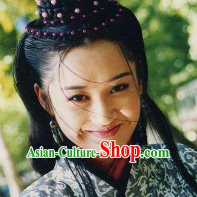 Chinese Ancient Xiao Ao Jiang Hu TV Series Ren Yingying Long Wigs and Hair Jewelry Set