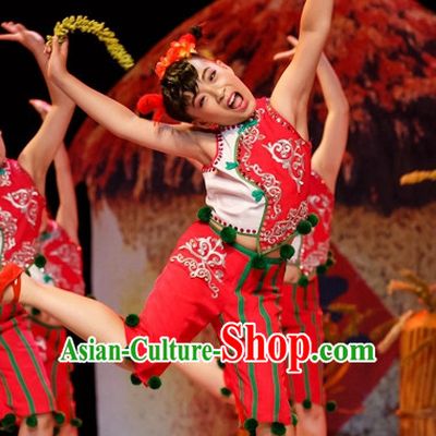 Chinese Folk Han Mandarin Dance Costumes Complete Set for Kids