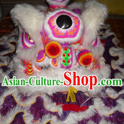 Top Puprle Color White Wool Competition and Parade Lion Dancing Instruments Complete Set