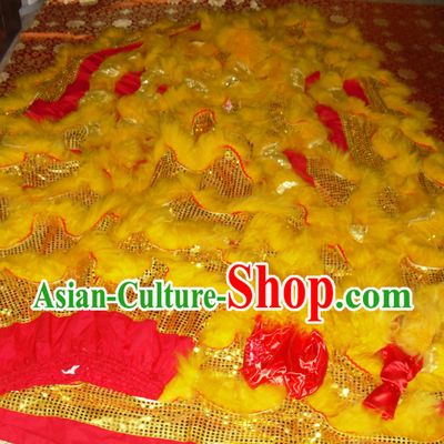 Red Color Gold Wool Top Asian Chinese Lion Dance Pants Claws Tail Body Costumes Set
