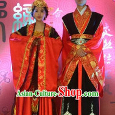 Chinese Ancient Style Wedding Ceremony Brides and Bridegroom Wedding Dresses Complete Set for Women