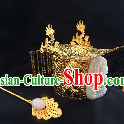 Ancient Chinese Style Emperor Dragon Coronet for Men or Boys