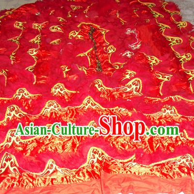 Red Top Asian Chinese Lion Dance Pants Claws Tail Body Costumes Set