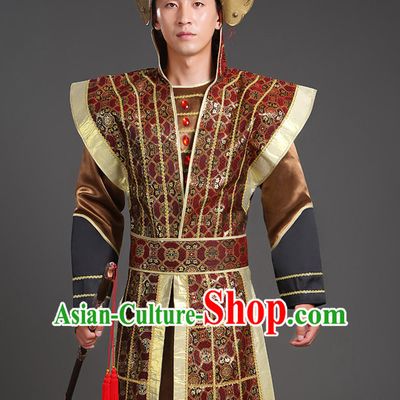 Chinese Ancient General Superhero Body Armor Fabric Costumes Complete Set for Men