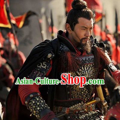 Chinese Ancient Suphero Body Armor Costumes, Long Mantle and Helmet Complete Set for Men