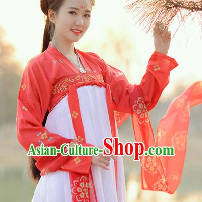 Ancient Chinese Tang Dynasty Beauty Embroidered Garment and Hair Jewelry Complete Set for Women
