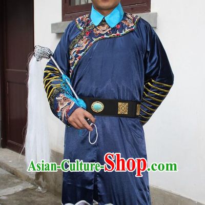 Top Chinese Qing Dynasty Official Costume Costumes and Hat Complete Set for Men and Boys