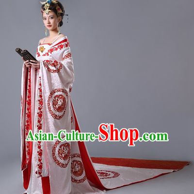 Chinese Ancient Female Empress Wedding Garment and Hair Jewelry Complete Set for Women or Girls