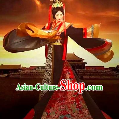 Chinese Ancient Female Empress Clothes and Headdress Complete Set for Women or Girls
