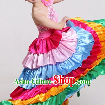 Chinese Flower Dance Costumes and Headdress Complete Set for Women