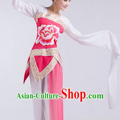 Water Sleeve Chinese Classical Dance Costumes and Headdress Complete Set for Children Girls