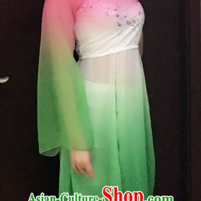 One Shoulder Chinese Stage Performance Classical Dancing Costumes and Headdress Complete Set for Women Girls