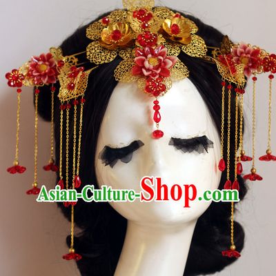 Top Chinese Traditional Wedding Headpieces Hair Jewelry Bridal Hair Clasp Hairpins Set