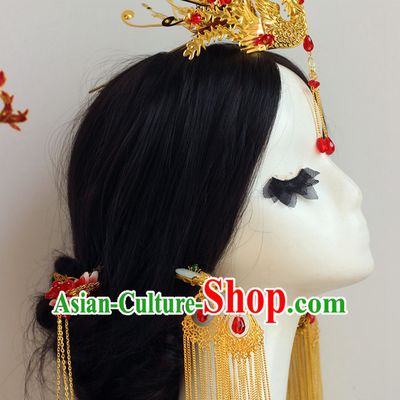 Top Chinese Traditional Wedding Headpieces Hair Jewelry Bridal Hair Clasp Hairpins Set