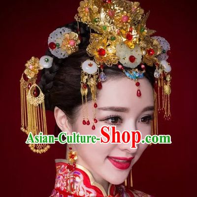 Top Chinese Traditional Wedding Headpieces Hair Jewelry Bridal Hair Clasp Hairpins Set