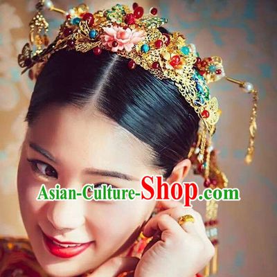 Top Chinese Traditional Wedding Headpieces Hair Jewelry Bridal Hair Clasp Hairpins Set