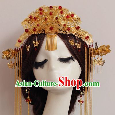 Top Chinese Traditional Wedding Headpieces Hair Jewelry Bridal Hair Clasp Hairpins Set