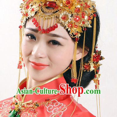 Top Chinese Traditional Wedding Headpieces Hair Jewelry Bridal Hair Clasp Hairpins Set