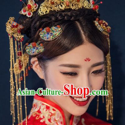 Top Chinese Traditional Wedding Headpieces Hair Jewelry Bridal Hair Clasp Hairpins Set