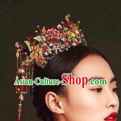 Top Chinese Traditional Wedding Headpieces Hair Jewelry Bridal Hair Clasp Hairpins Set