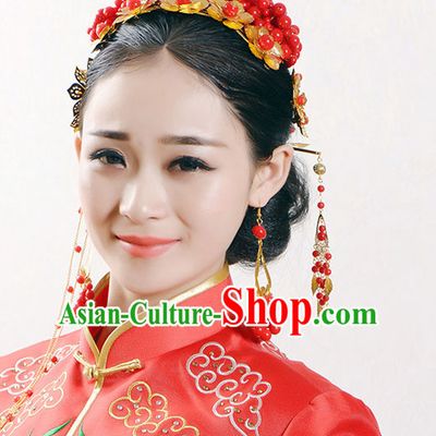 Top Chinese Traditional Wedding Headpieces Hair Jewelry Bridal Hair Clasp Hairpins Set