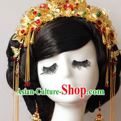 Top Chinese Traditional Wedding Bridal Phoenix Coronet Crown Headpieces Hair Jewelry Bridal Hair Clasp Hairpins Set