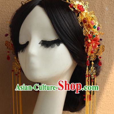 Top Chinese Traditional Wedding Bridal Phoenix Coronet Crown Headpieces Hair Jewelry Bridal Hair Clasp Hairpins Set