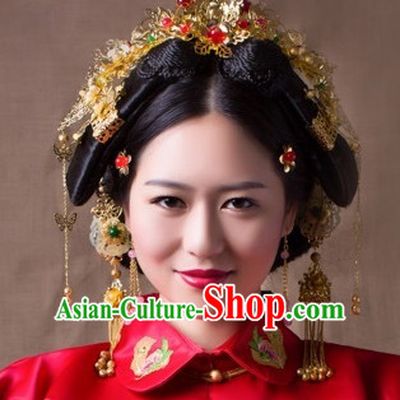 Top Chinese Traditional Wedding Bridal Phoenix Coronet Crown Headpieces Hair Jewelry Bridal Hair Clasp Hairpins Set