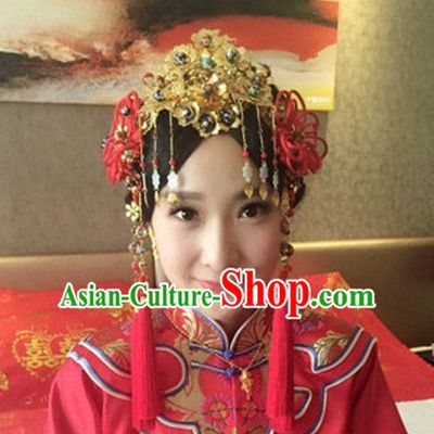 Top Chinese Traditional Wedding Bridal Phoenix Coronet Crown Headpieces Hair Jewelry Bridal Hair Clasp Hairpins Set