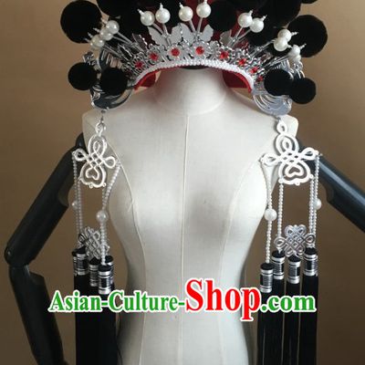 Black Chinese Traditional Phoenix Coronet Opera Hat