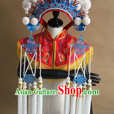 White Chinese Traditional Phoenix Coronet Opera Hat