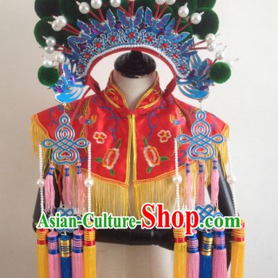 Green Chinese Traditional Phoenix Coronet Opera Hat