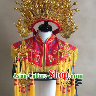 Gold Chinese Traditional Phoenix Coronet Opera Hat
