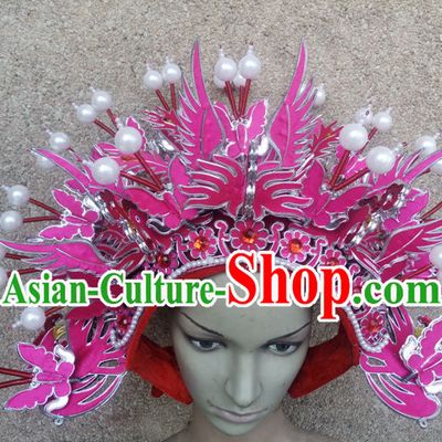 Light Purple Chinese Traditional Phoenix Coronet Opera Hat