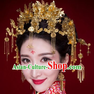 Top Chinese Traditional Wedding Headpieces Hair Jewelry Bridal Hair Clasp Hairpins Set