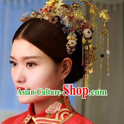 Top Chinese Traditional Wedding Headpieces Hair Jewelry Bridal Hair Clasp Hairpins Set