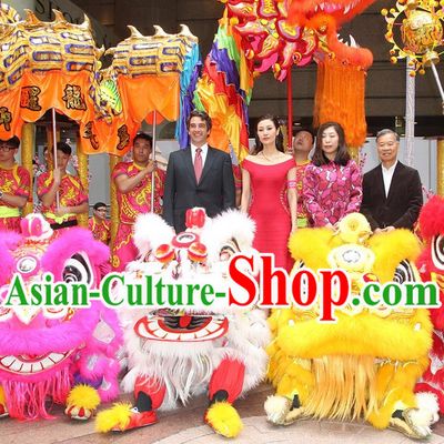 Supreme 100_ Long Natural Wool Chinese Southern Lion Dance Equipments Complete Set