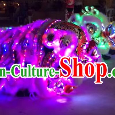 Luminous LED Lights Supreme 100_ Long Natural Wool Chinese Southern Lion Dance Equipments Complete Set
